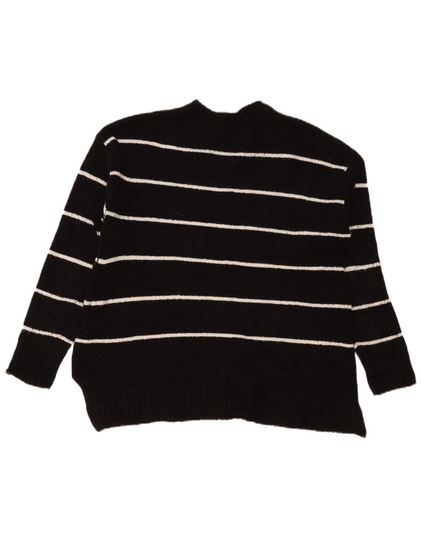 Suéter feminino Marks & Spencer com gola canoa Reino Unido 14 listrado preto médio