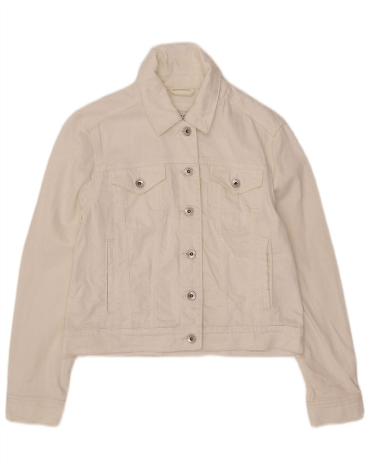 Jaqueta jeans feminina Marks & Spencer UK 12 algodão branco médio