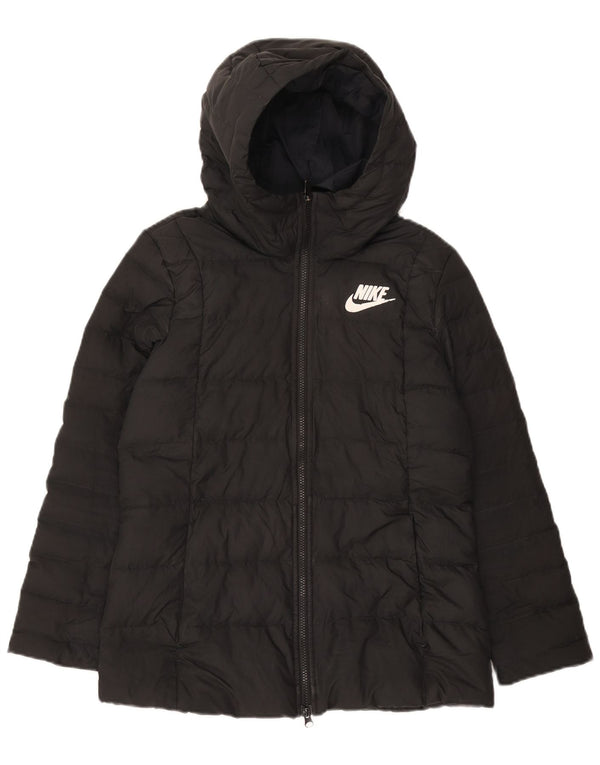 Jaqueta acolchoada com capuz feminina Nike UK 12 cinza médio