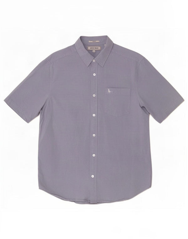 Camisa masculina de manga curta Slim Fit Jack Wills algodão azul médio