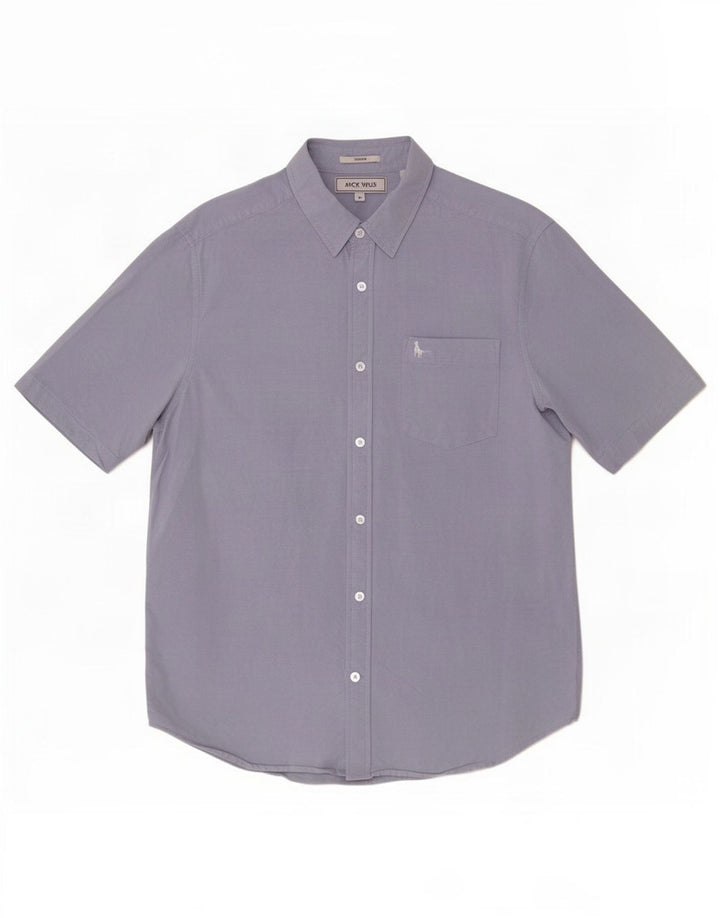 Camisa masculina de manga curta Slim Fit Jack Wills algodão azul médio