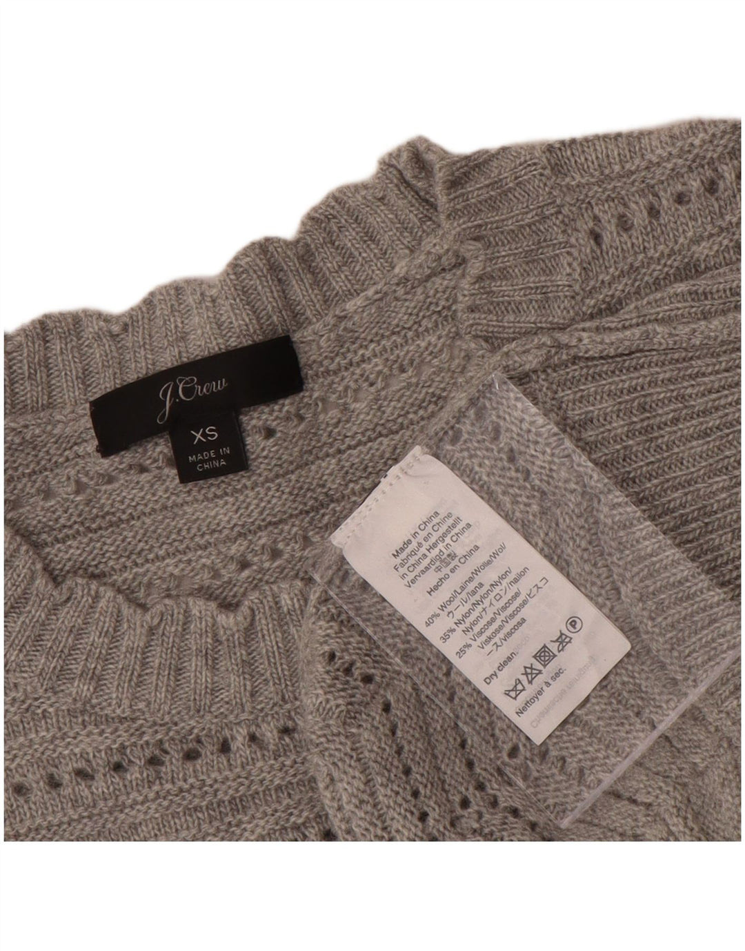 J. Crew Suéter feminino com gola canoa UK 6 XS lã cinza