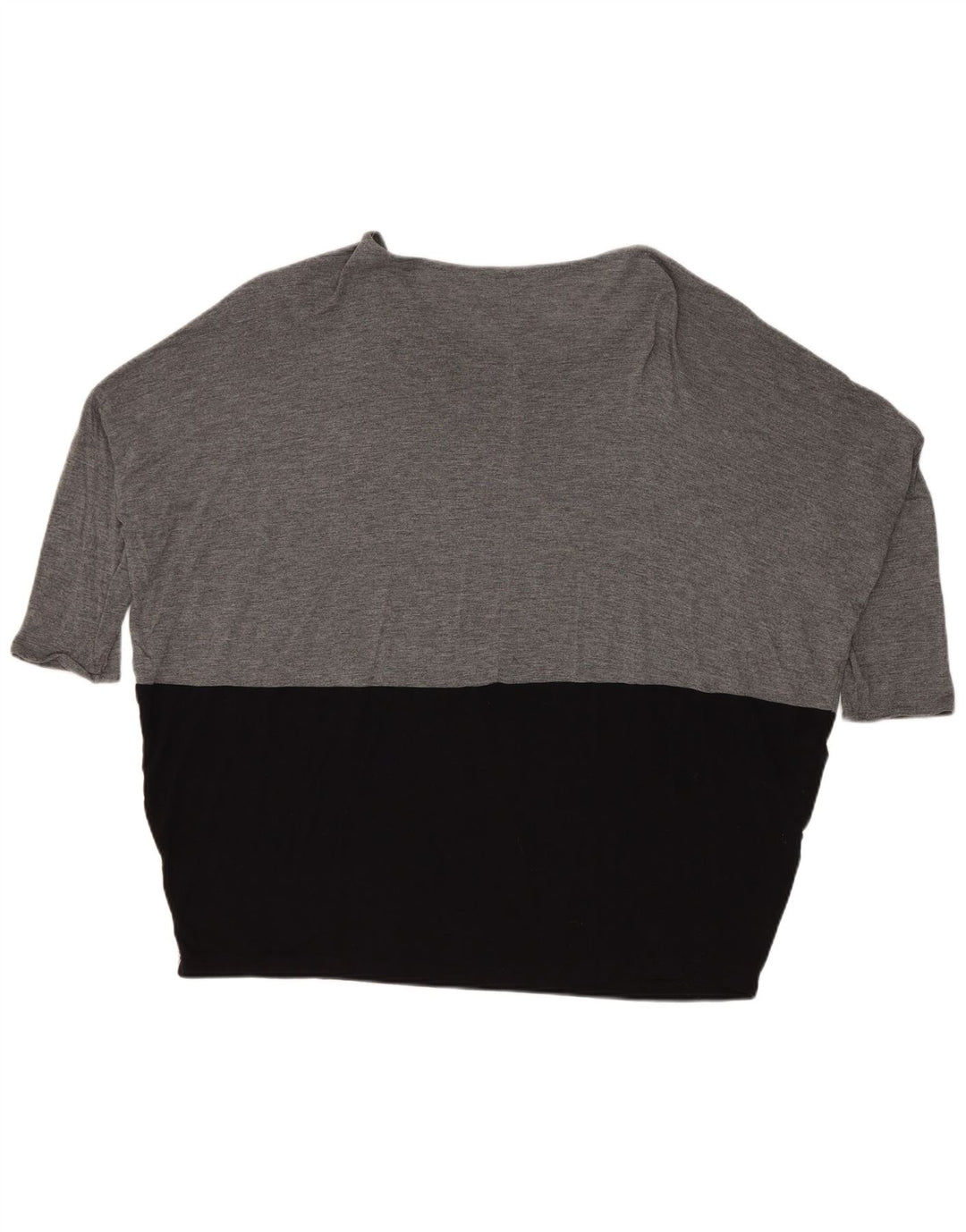 Zara Top feminino oversized manga 3/4 Reino Unido 14 bloco colorido cinza médio