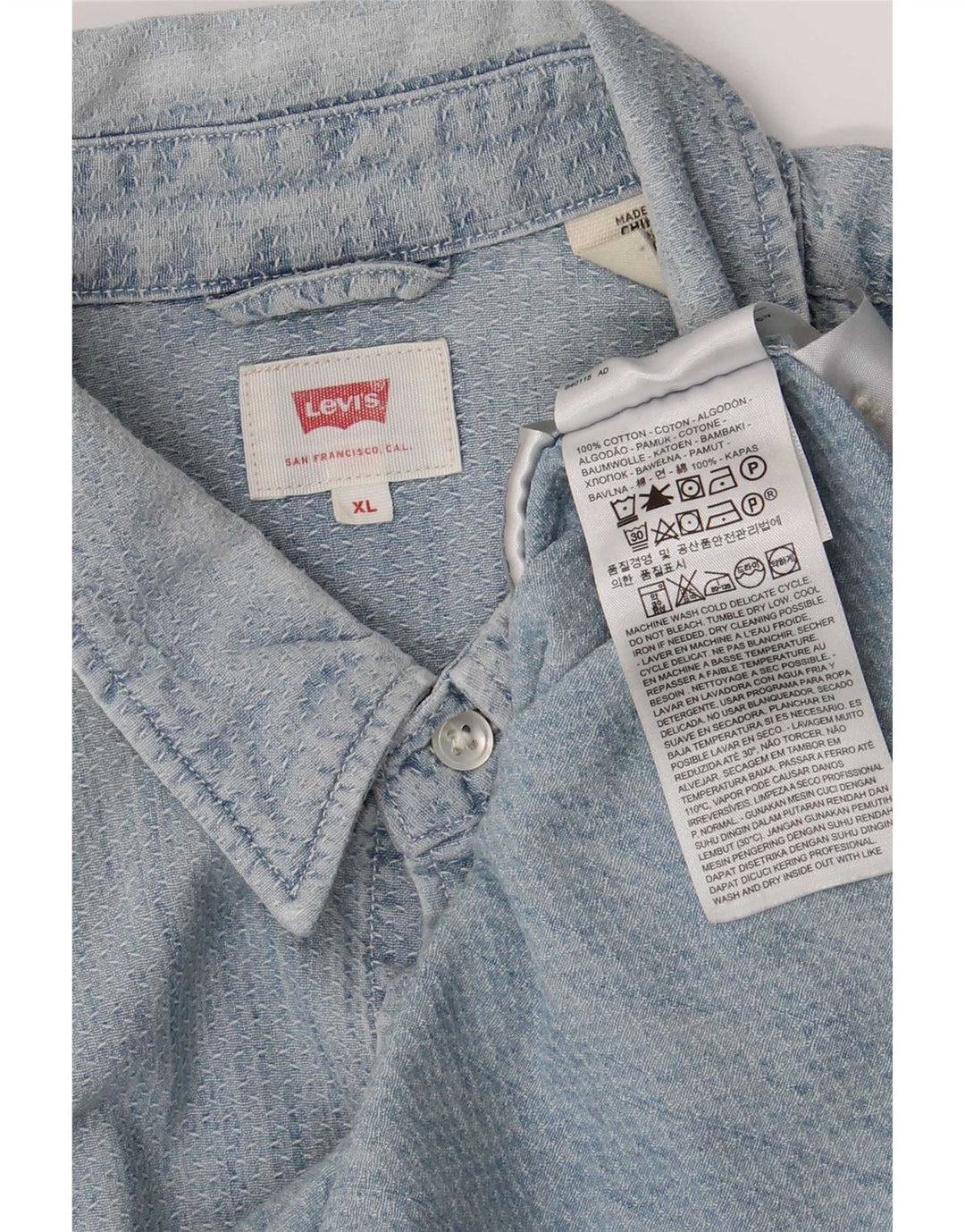 Camisa masculina Levi's XL azul algodão