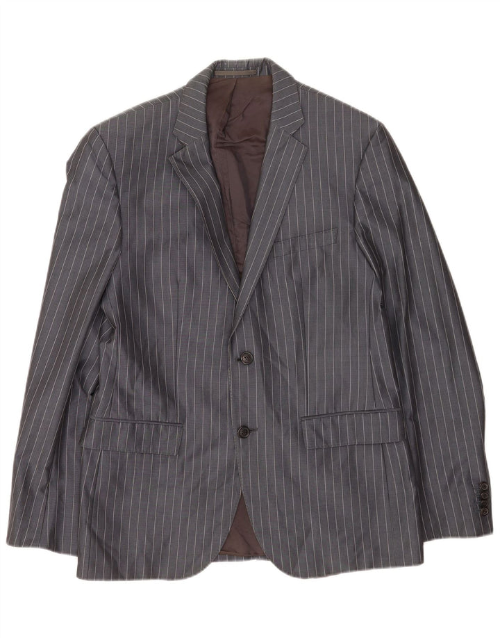 Jaqueta Blazer Masculina Hugo Boss com 2 Botões EU 48 Riscas Cinza Médio
