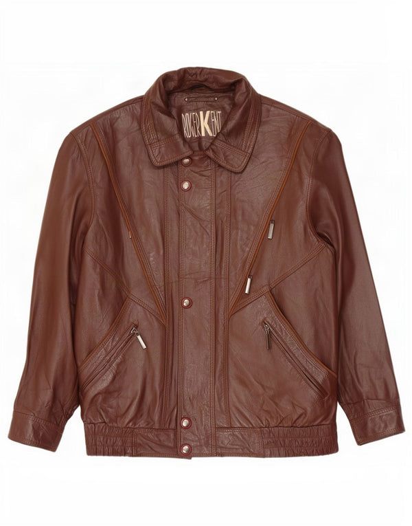 Jaqueta de couro masculina Roger Kent Reino Unido 40 grande marrom