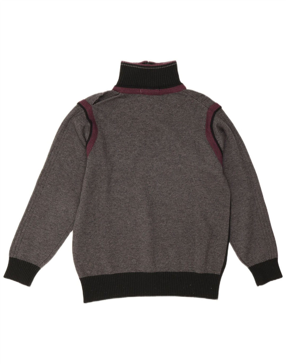 Suéter masculino vintage com zíper e gola em bloco cinza pequeno