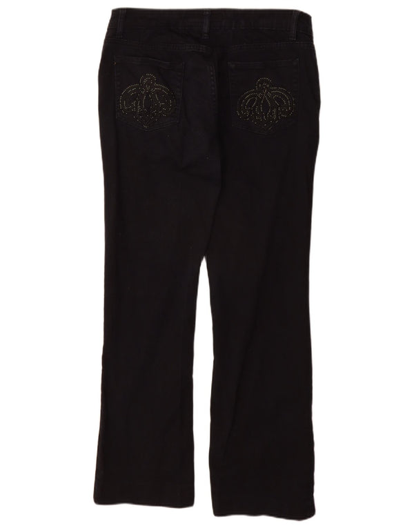 Calça feminina reta casual Zara EU 44 XL W34 L29 algodão azul marinho