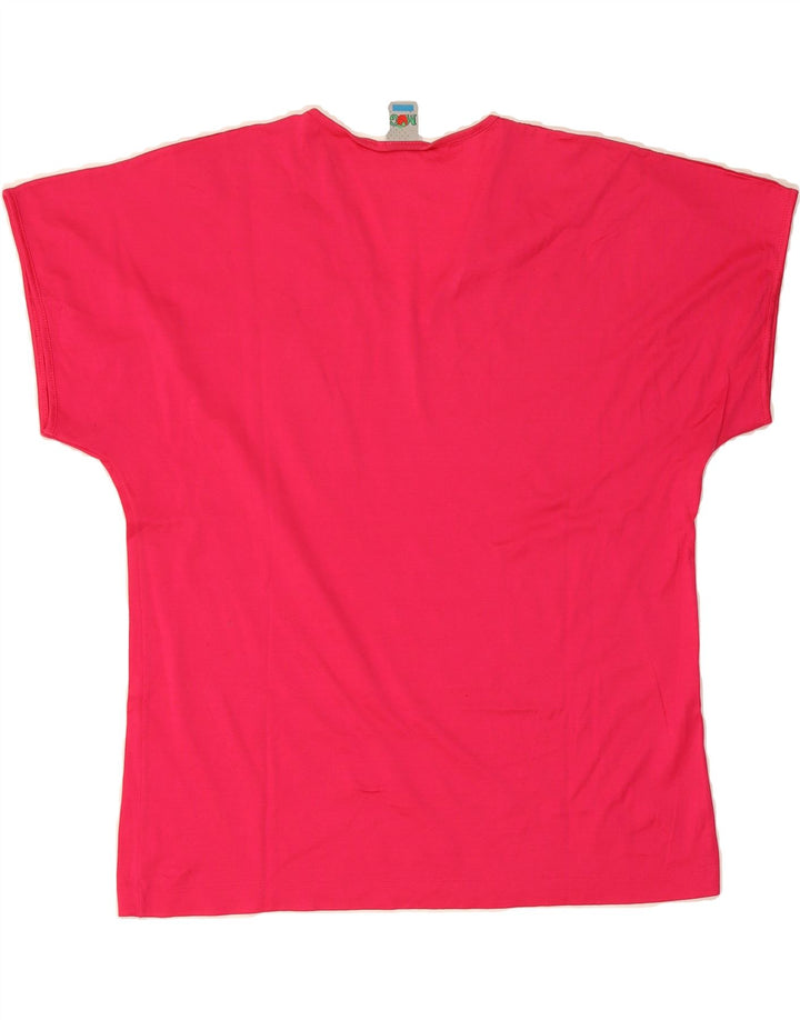 MANGO Womens T-Shirt Top IT 50 XL Pink Floral Cotton Vintage Mango and Second-Hand Mango from Messina Hembry 