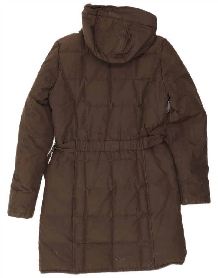 Casaco acolchoado com capuz feminino Woolrich Reino Unido 12 algodão cáqui médio