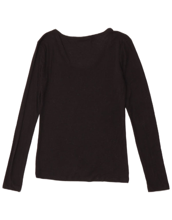 Top feminino Zara manga comprida UK 12 médio preto
