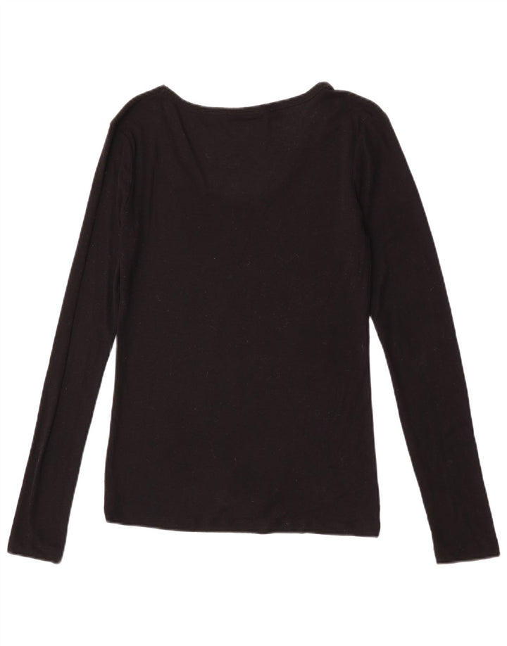 Top feminino Zara manga comprida UK 12 médio preto