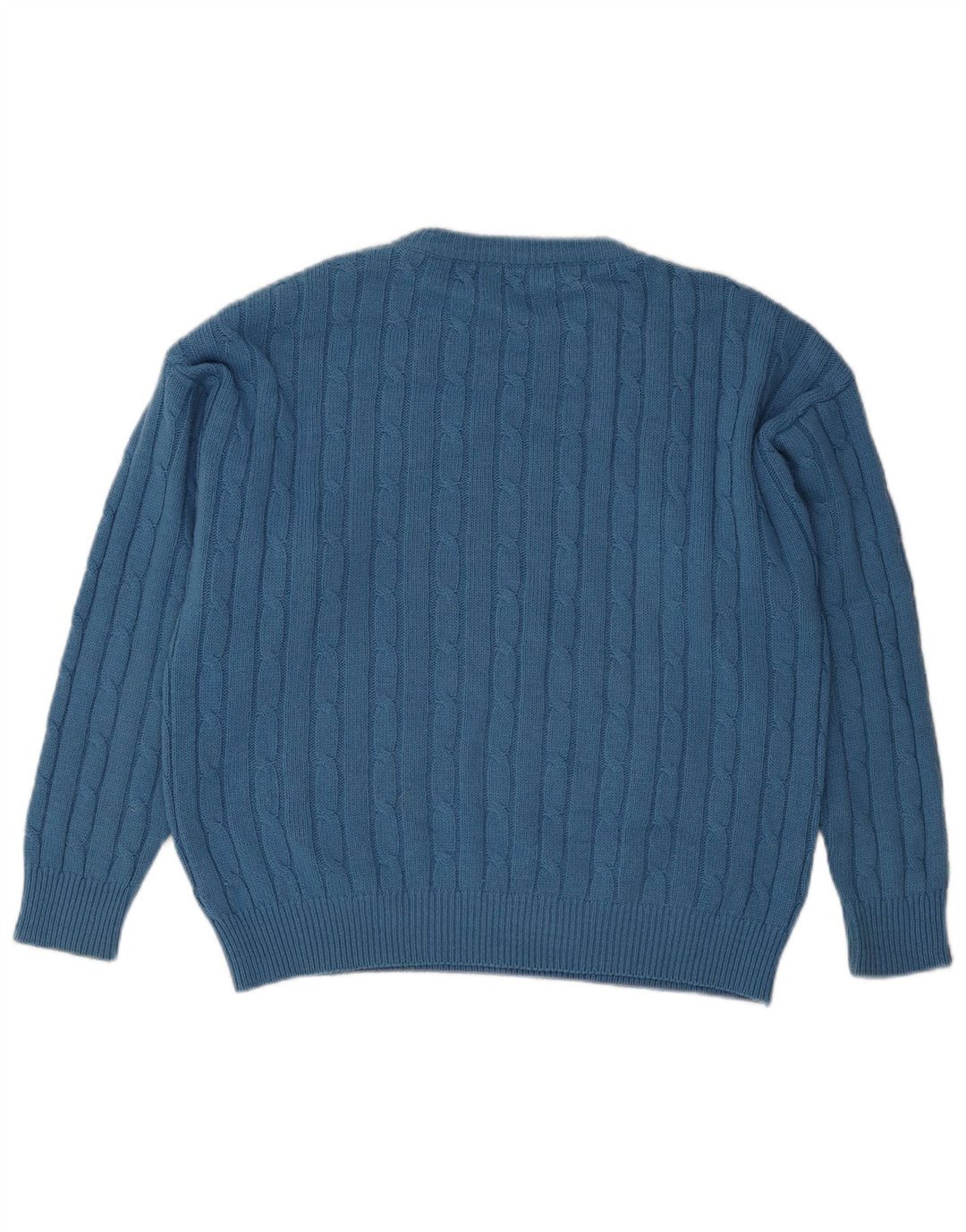 Suéter vintage masculino com gola redonda grande azul