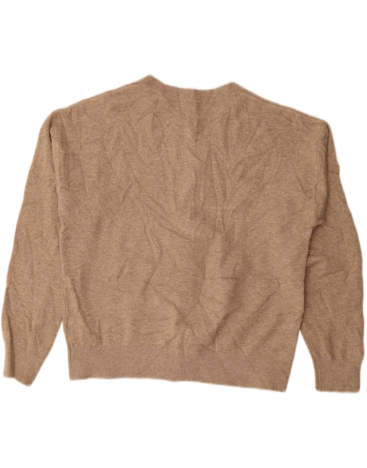 Suéter cardigã feminino grande Marks & Spencer Reino Unido 14 médio bege