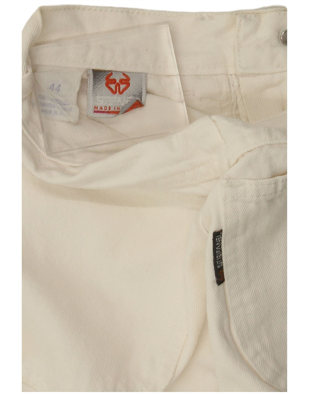 STEFANEL Jeans feminino de cintura alta IT 44 médio W24 L27 algodão branco