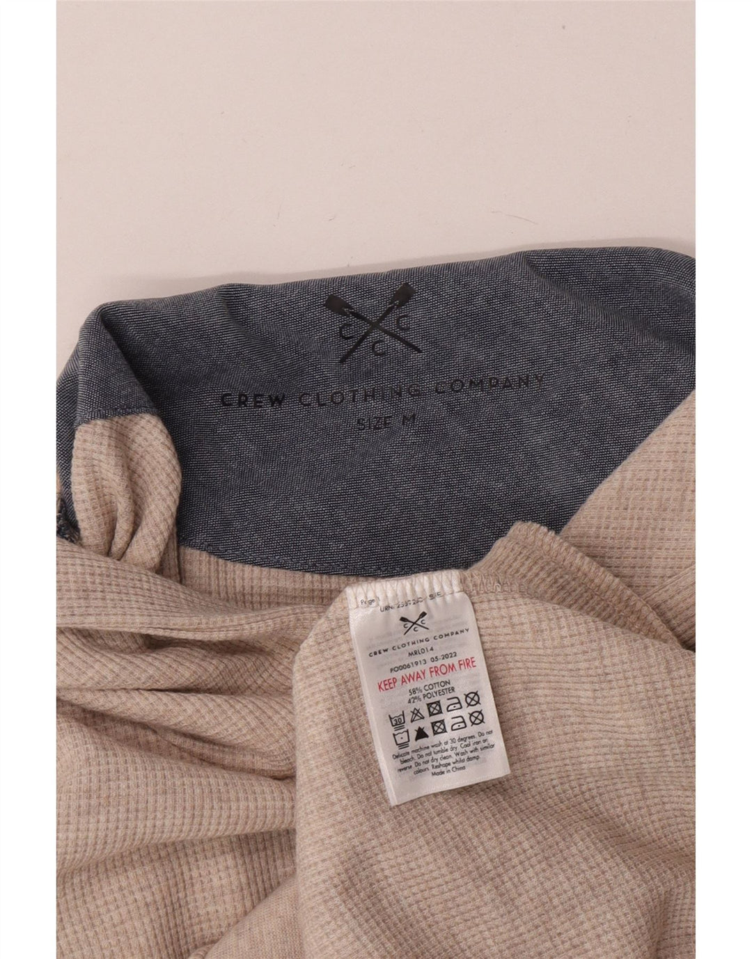 Crew Clothing Mens Hoodie Jumper Médio Algodão Bege