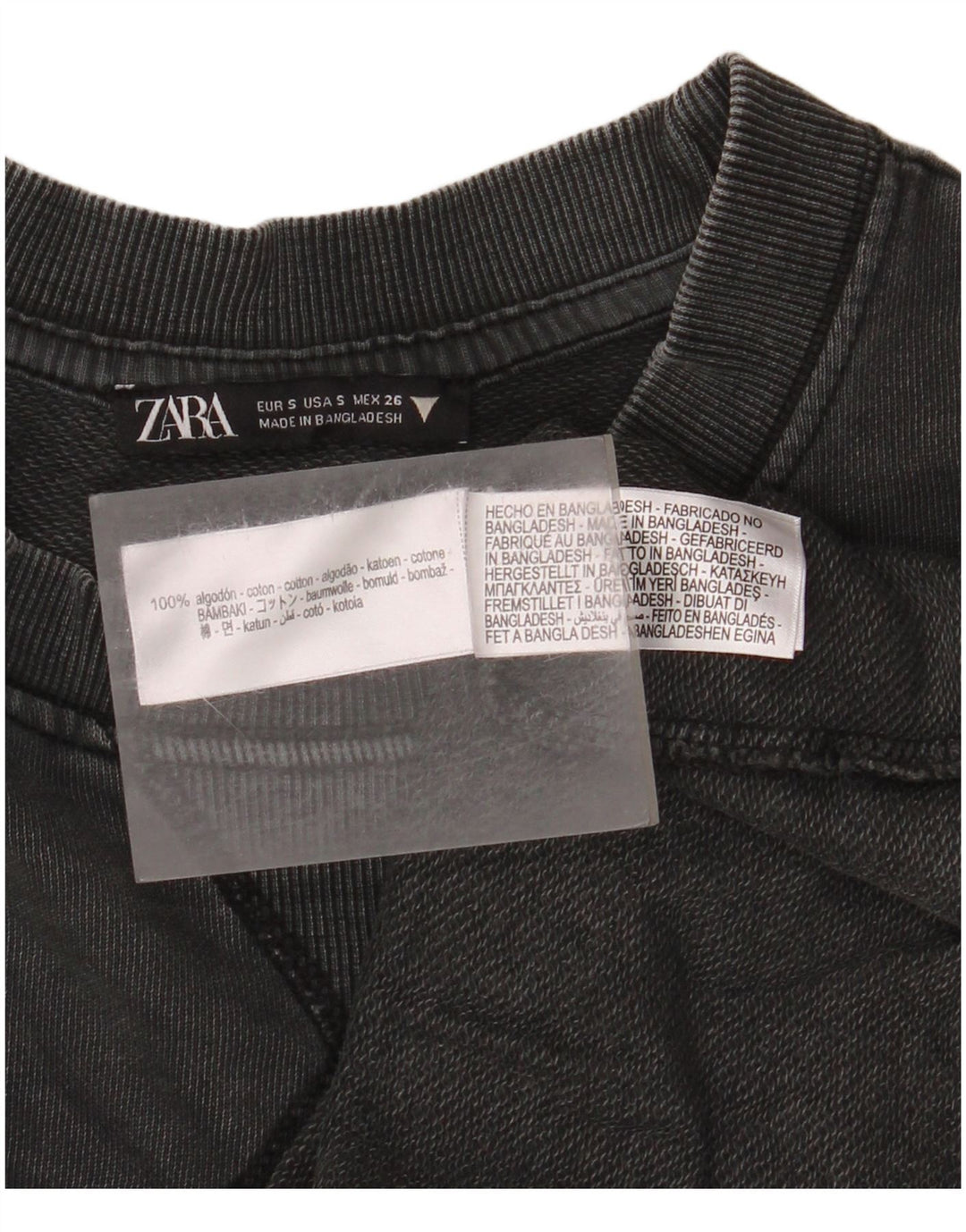 Camiseta feminina grande Zara UK 10 algodão cinza pequeno
