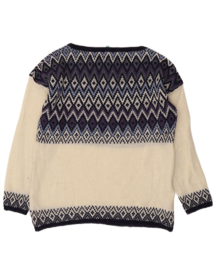 Suéter feminino BENETTON com gola canoa UK 14 médio off white