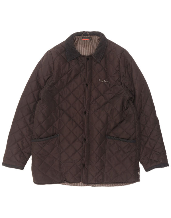 Jaqueta acolchoada masculina Pierre Cardin UK 44 2XL poliéster marrom