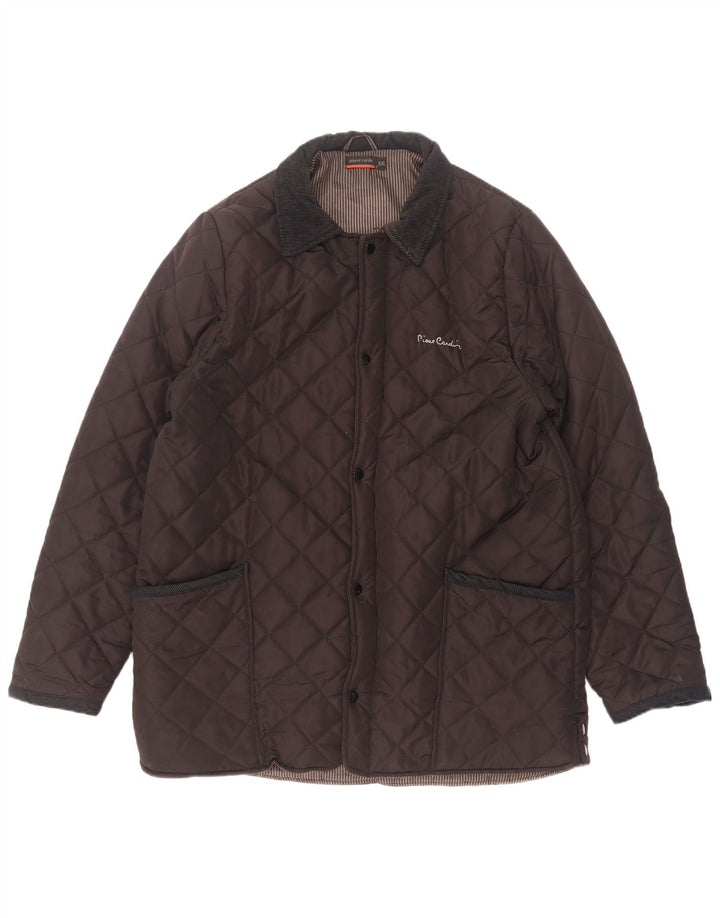 Jaqueta acolchoada masculina Pierre Cardin UK 44 2XL poliéster marrom