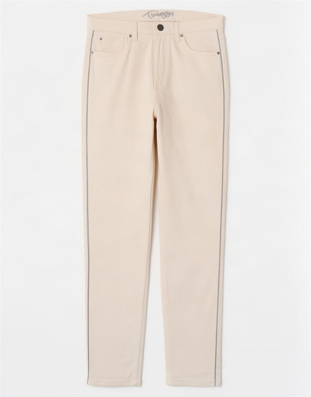 Calça casual justa feminina Marks & Spencer Reino Unido 12 médio W30 L28 branca