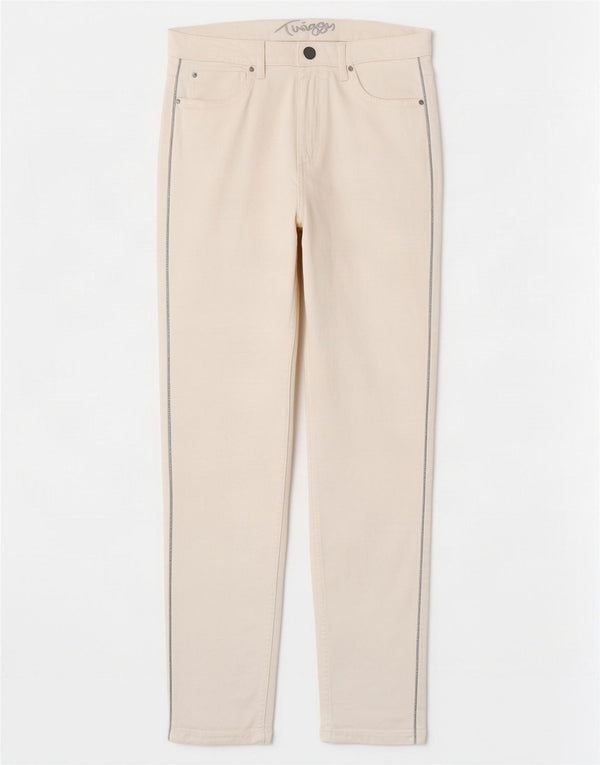 Calça casual justa feminina Marks & Spencer Reino Unido 12 médio W30 L28 branca