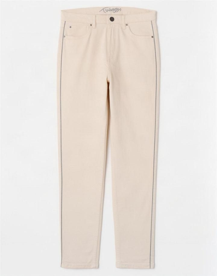 Calça casual justa feminina Marks & Spencer Reino Unido 12 médio W30 L28 branca