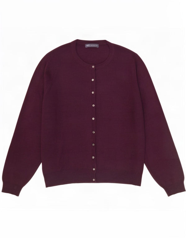 Suéter cardigã feminino Marks & Spencer UK 20 2XL viscose roxa