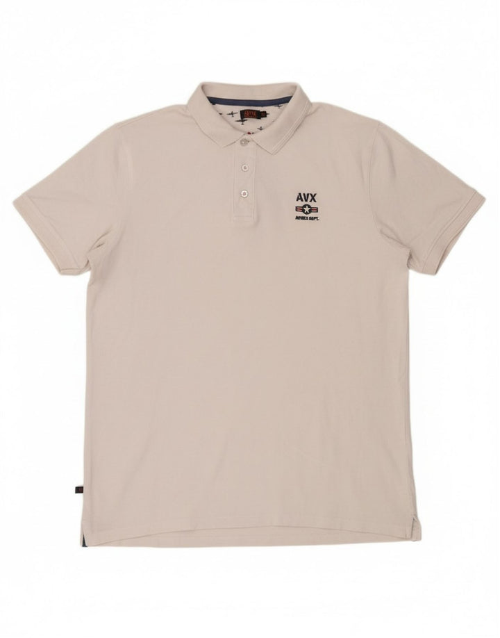 Camisa polo masculina AVIREX 2XL algodão branco