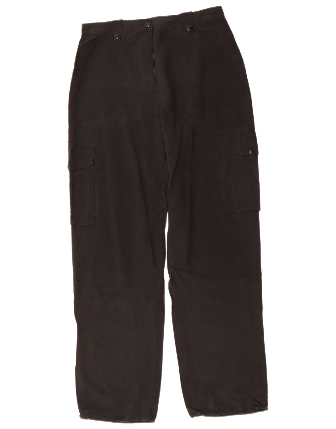 Calça cargo feminina reta Warehouse UK 12 médio W28 L31 seda preta