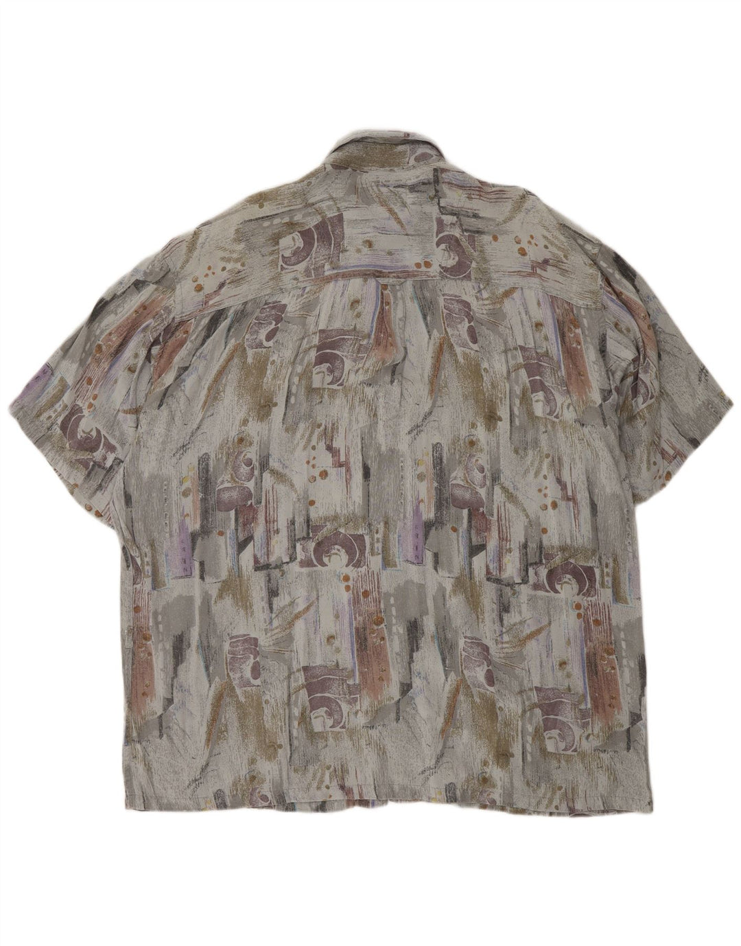 Camisa masculina VINTAGE com estampa abstrata de manga curta XL cinza viscose retrô