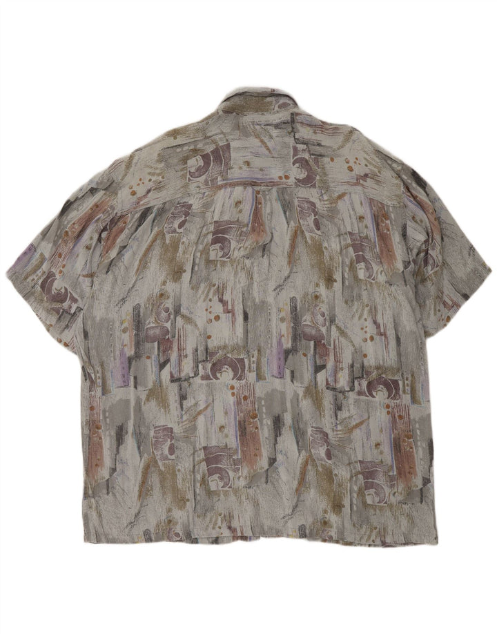 Camisa masculina VINTAGE com estampa abstrata de manga curta XL cinza viscose retrô