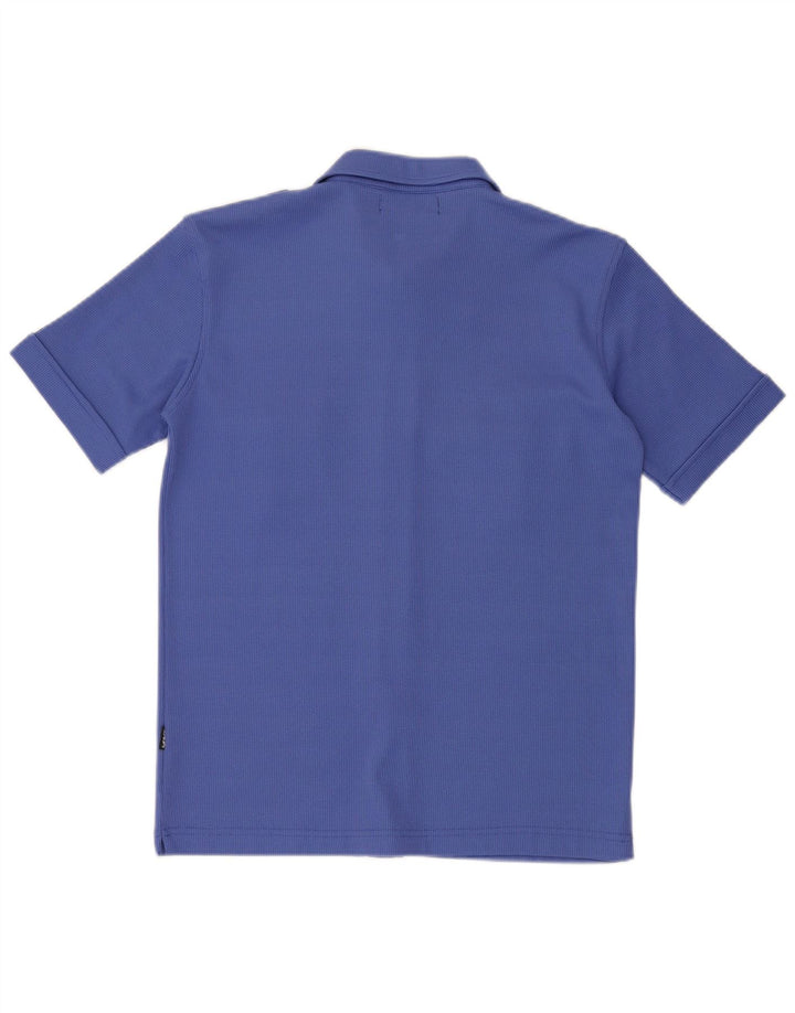 Camisa militar de manga curta masculina vintage poliéster azul médio