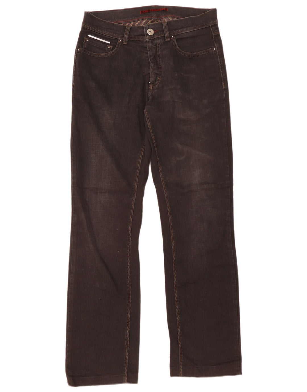 Trussardi Calça jeans reta masculina W30 L31 preta