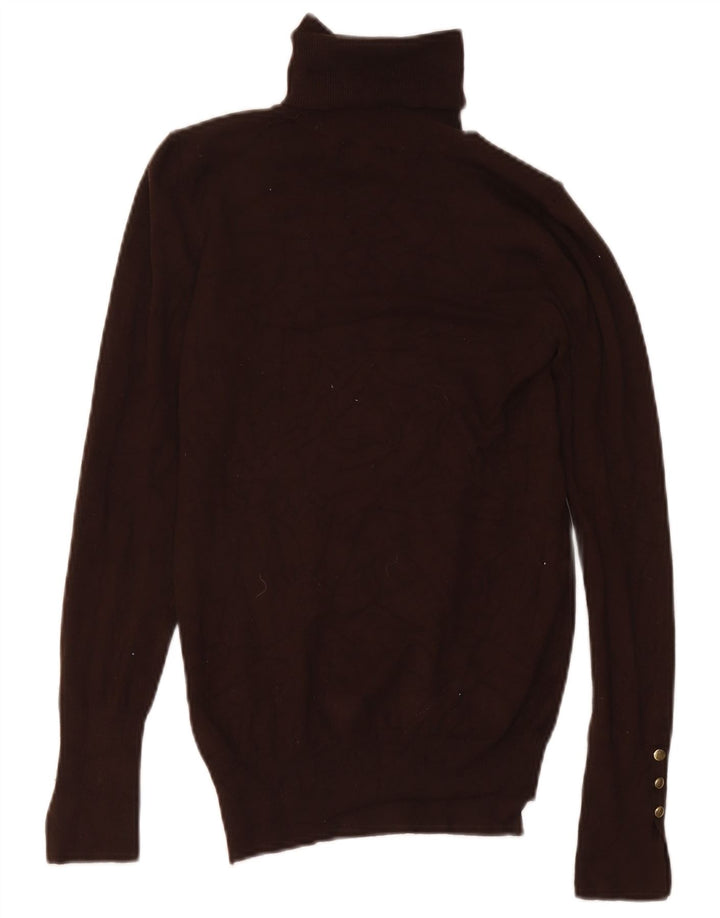 Suéter feminino Zara com gola redonda e viscose marrom médio UK 12