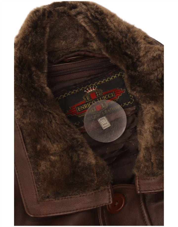 Jaqueta de couro masculina vintage UK 44 2XL couro marrom