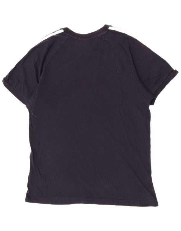 Camiseta masculina Adidas regular de manga curta Top médio algodão azul marinho