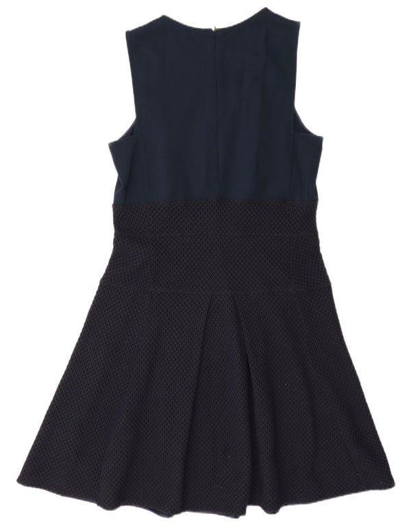 Max & Co. Vestido feminino sem mangas em linha A Reino Unido 14 grande algodão azul marinho
