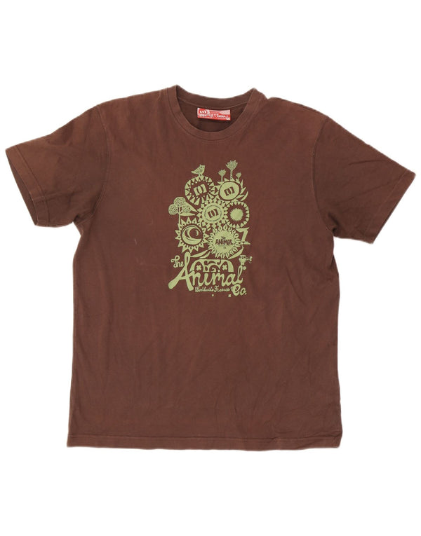 Camiseta Animal Masculina Gráfica Top Grande Algodão Marrom