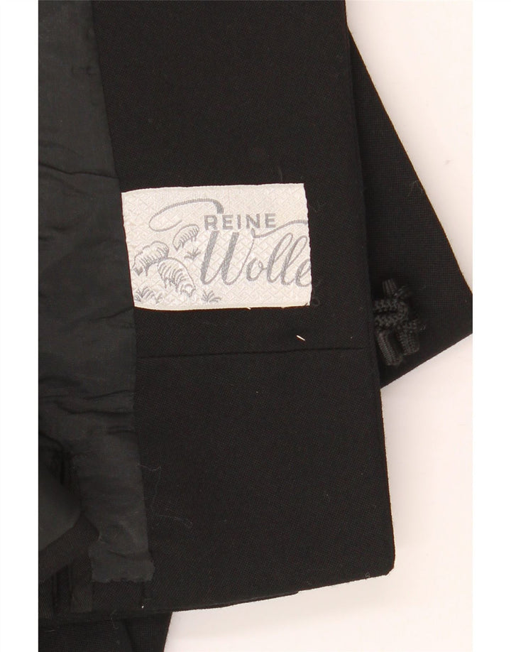 Jaqueta blazer feminina Reine Wolle manga 3/4 com 3 botões Reino Unido 12 médio preto