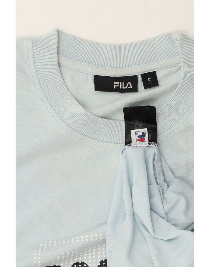Fila Mens Graphic T-Shirt Top Pequeno Algodão Azul