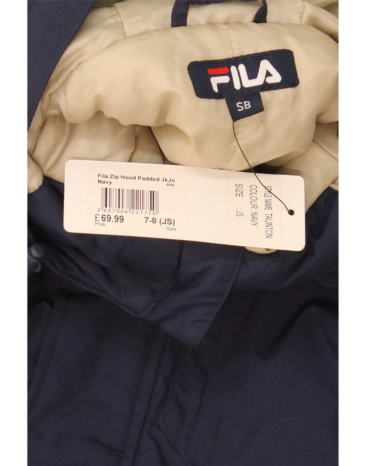 Casaco acolchoado com capuz Fila Boys 7-8 anos pequeno azul marinho Colourblock
