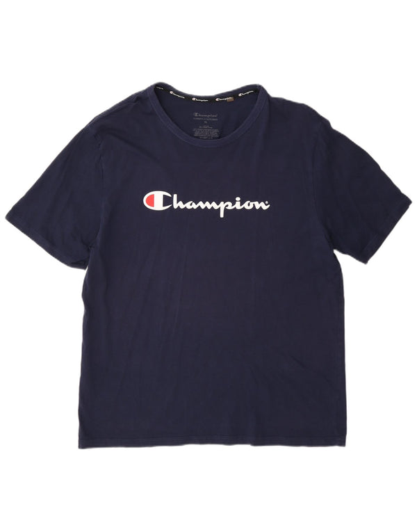 Camiseta gráfica masculina Champion XL azul marinho algodão