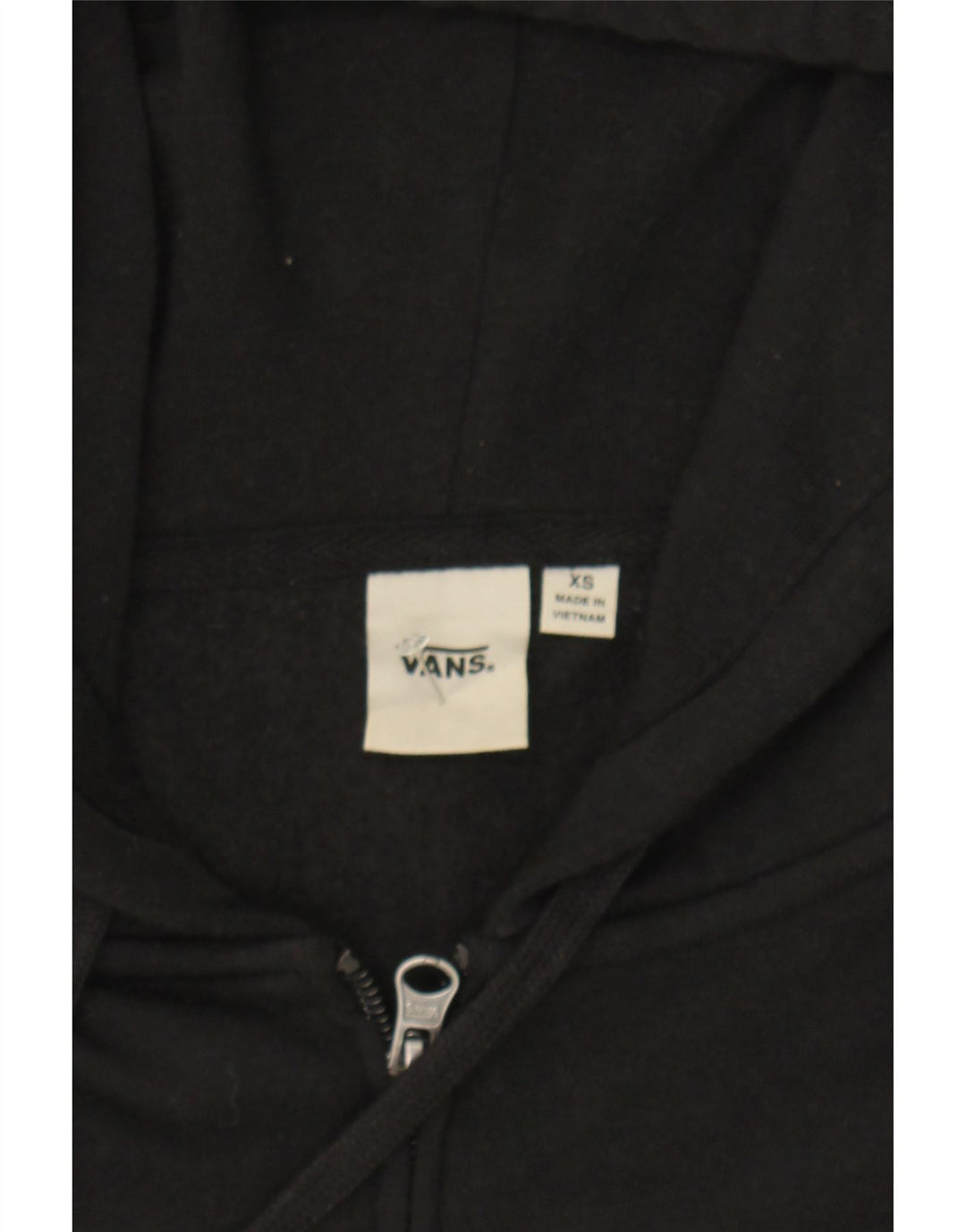 VANS Womens Oversized Graphic Zip Hoodie Sweater UK 6 XS Black Cotton Vintage Vans and Second-Hand Vans from Messina Hembry 
