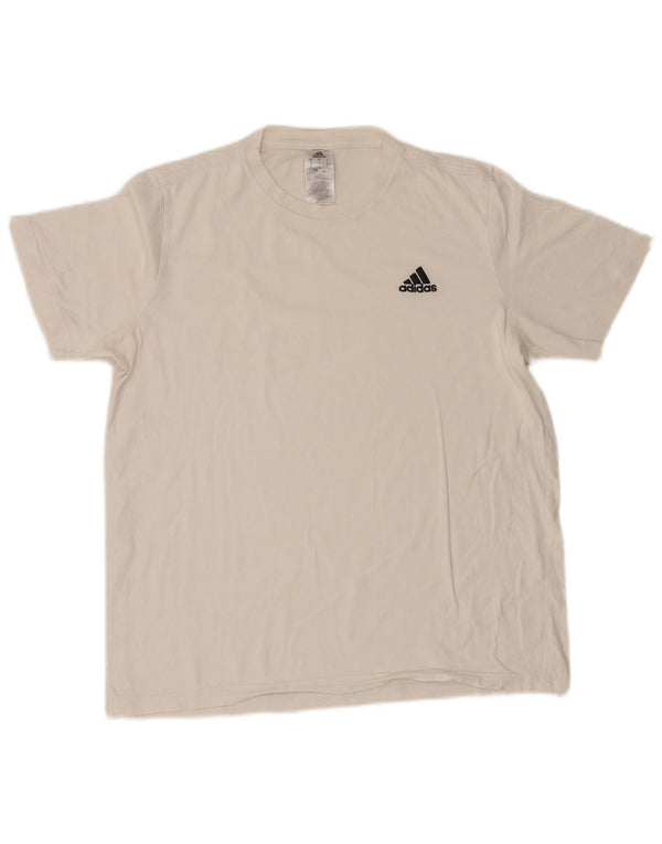 Adidas Mens Camiseta Top Grande Algodão Branco