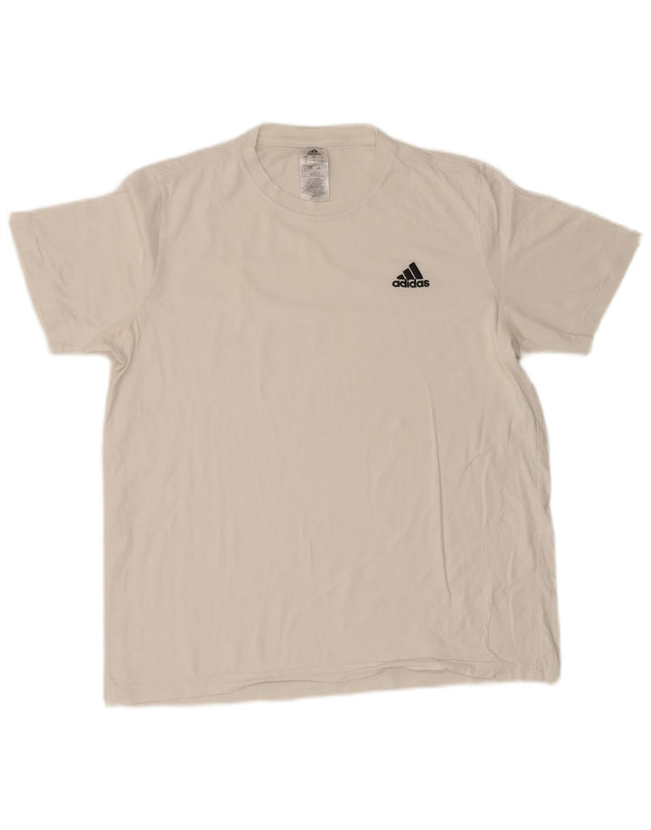 Adidas Mens Camiseta Top Grande Algodão Branco