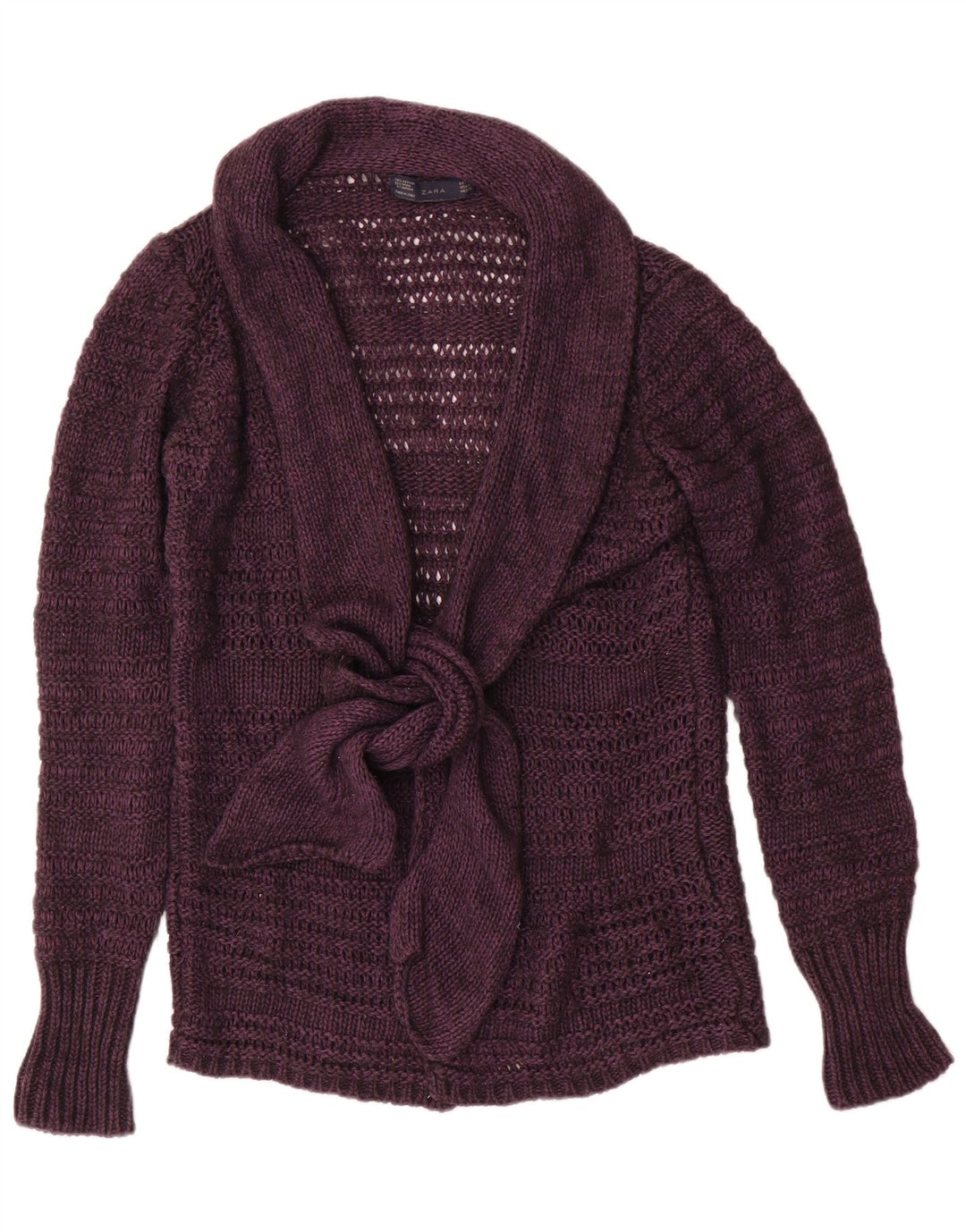 Suéter cardigã feminino Zara UK 14 acrílico roxo médio