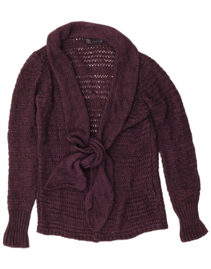 Suéter cardigã feminino Zara UK 14 acrílico roxo médio