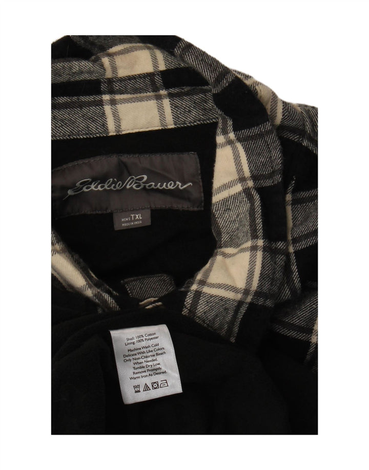 EDDIE BAUER Camisa masculina alta de flanela XL preta xadrez algodão