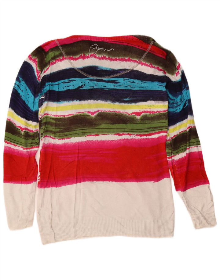 Suéter feminino Desigual com gola canoa e gola redonda UK 12 médio multicolorido